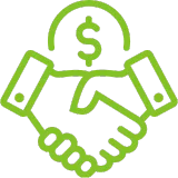 Zielona ikona, która ma przedstawiać współpracę